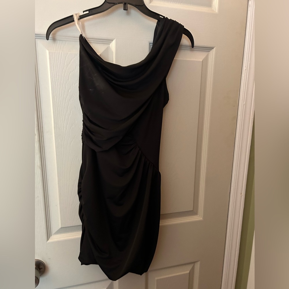 One Shoulder Black Cocktail Dress